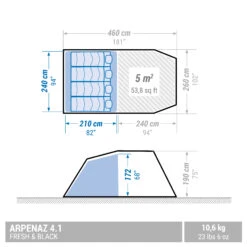 Quechua 4 Man Blackout Tent With Poles 23 Quechua 4 Man Blackout Tent With Poles -Vango Store k5a2746e351b4ff5dbe6ae5a79b707036